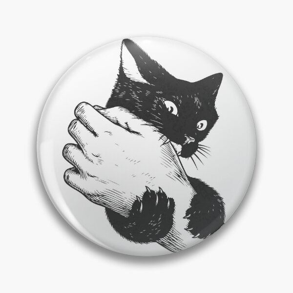 Item preview, Black Cat Love Bites Hand Vintage Engraving Illustration designed and sold by artCreativeColony.