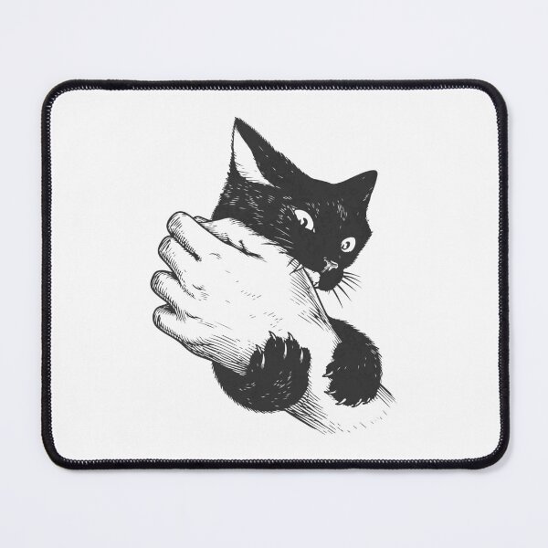 Item preview, Black Cat Love Bites Hand Vintage Engraving Illustration designed and sold by artCreativeColony.