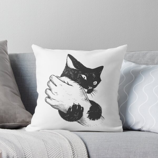 Item preview, Black Cat Love Bites Hand Vintage Engraving Illustration designed and sold by artCreativeColony.