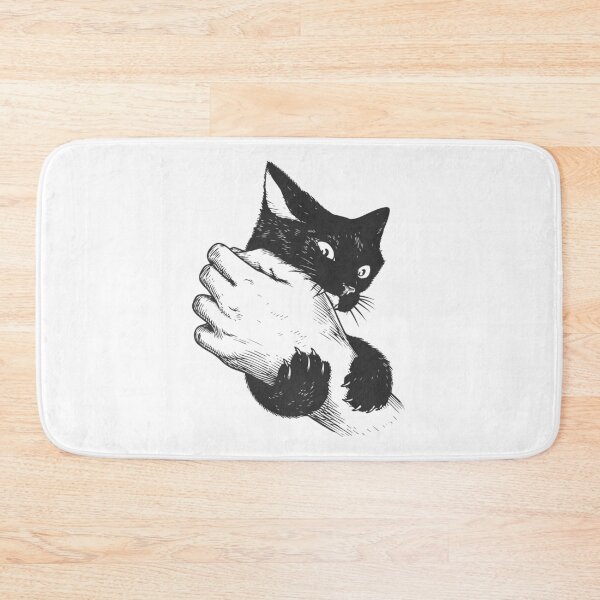 Item preview, Black Cat Love Bites Hand Vintage Engraving Illustration designed and sold by artCreativeColony.