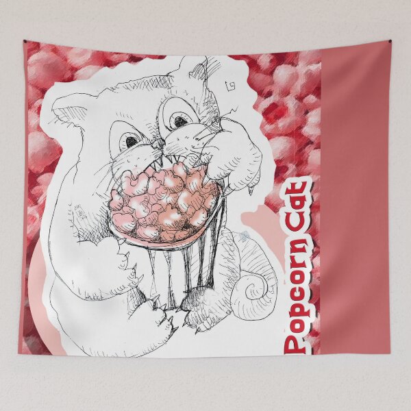 Item preview, Popcorn Cat (Ink Hand Drawing by ACCI designed and sold by VanyssaGraphics.