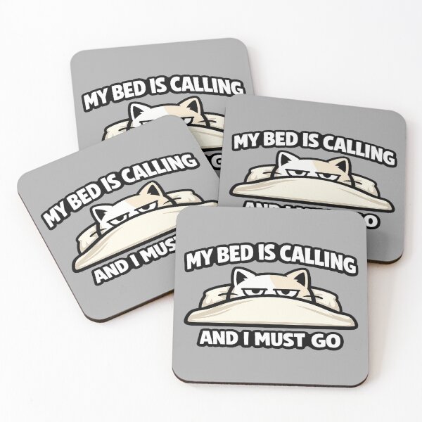 Item preview, Funny Sleeping Cat Sticker | My Bed Is Calling | Sleep Lover Meme designed and sold by Moonveil_Studio.