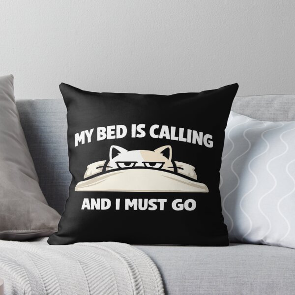 Item preview, Funny Sleeping Cat Sticker | My Bed Is Calling | Sleep Lover Meme designed and sold by Moonveil_Studio.