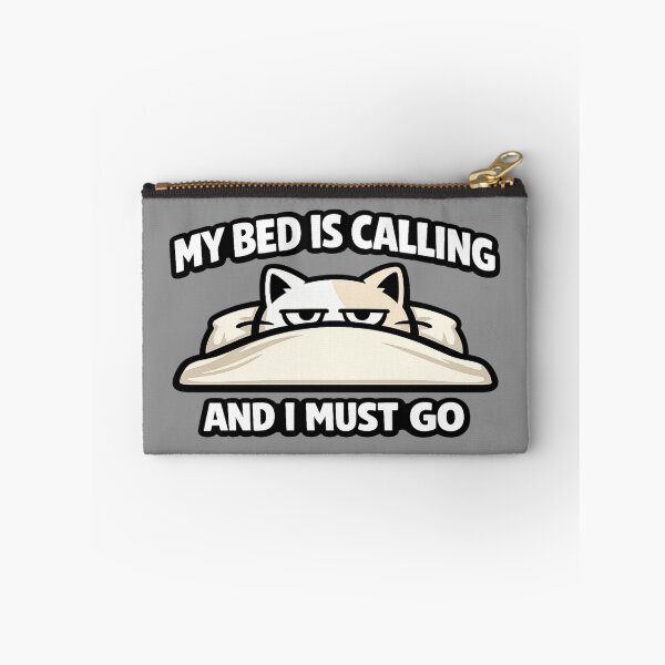 Item preview, Funny Sleeping Cat Sticker | My Bed Is Calling | Sleep Lover Meme designed and sold by Moonveil_Studio.