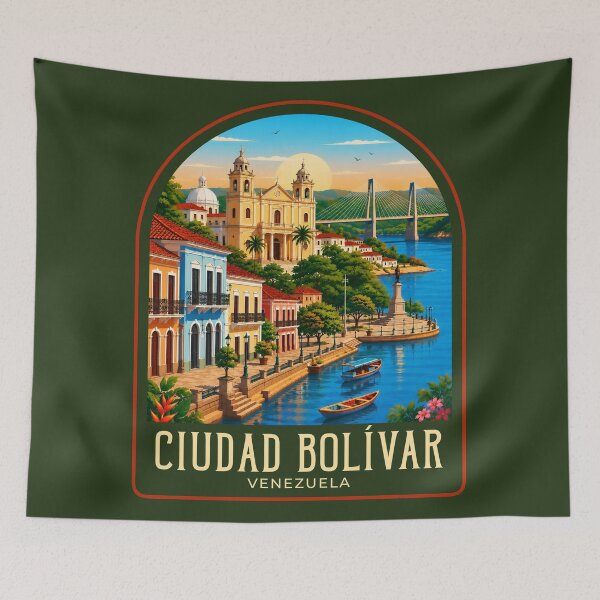 Item preview, Ciudad Bolívar Vintage Travel Illustration designed and sold by HomeLivingCo.