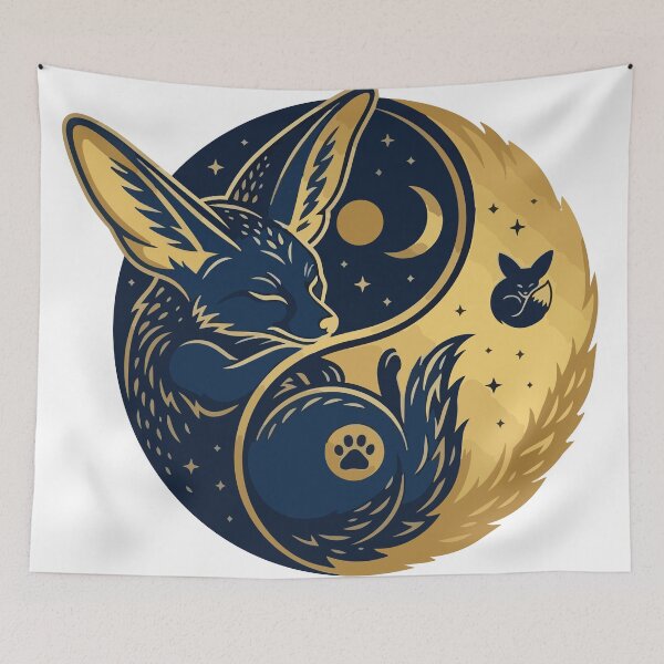 Item preview, Celestial Fennec Fox Starry Yin Yang Moon designed and sold by Arc2020.
