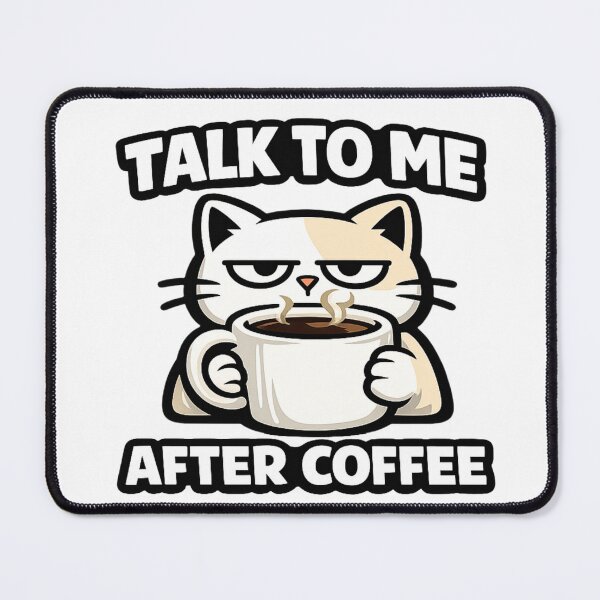 Item preview, Funny Cat Coffee Sticker | Talk To Me After Coffee | Morning Mood Meme designed and sold by Moonveil_Studio.