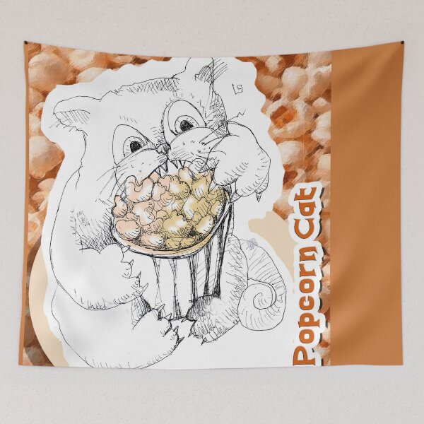 Item preview, Popcorn Cat (Ink Hand Drawing by ACCI designed and sold by VanyssaGraphics.