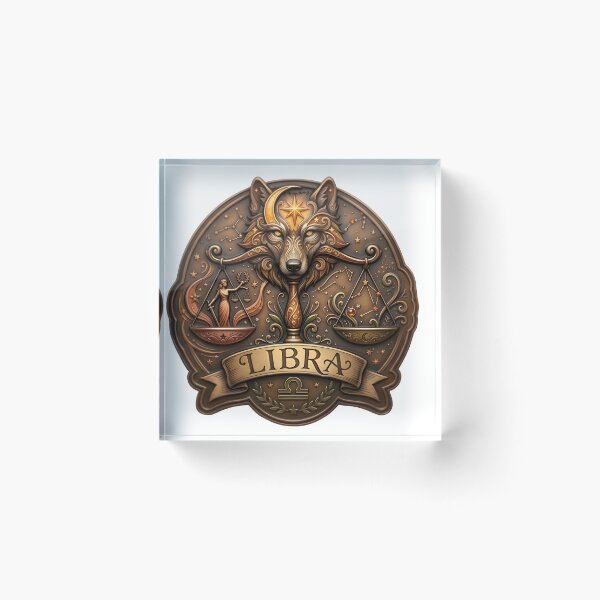Item preview, Libra Bronze Wolf Moon Scales Vintage Badge Zodiac Art designed and sold by Zodiac Celestial Art.