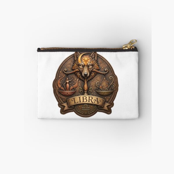 Item preview, Libra Bronze Wolf Moon Scales Vintage Badge Zodiac Art designed and sold by Zodiac Celestial Art.