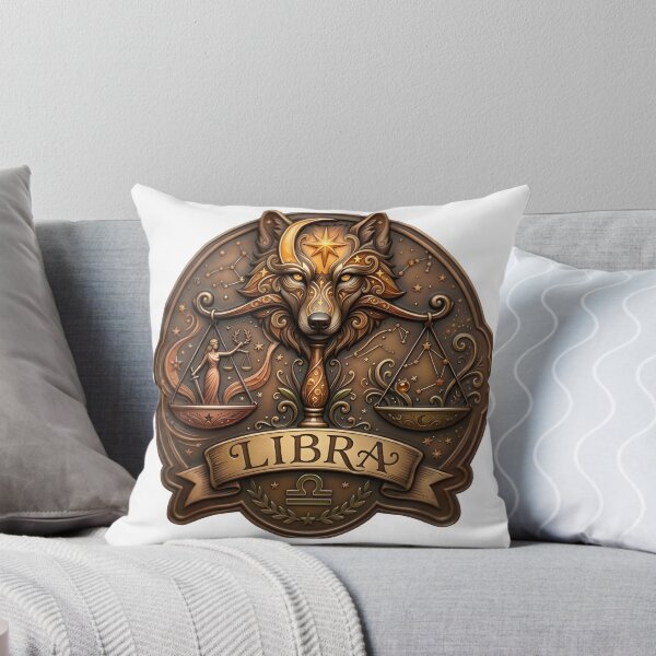 Item preview, Libra Bronze Wolf Moon Scales Vintage Badge Zodiac Art designed and sold by Zodiac Celestial Art.