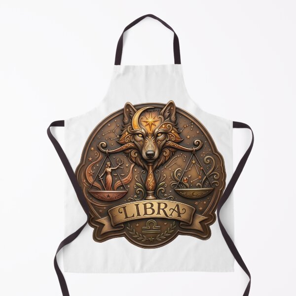 Item preview, Libra Bronze Wolf Moon Scales Vintage Badge Zodiac Art designed and sold by Zodiac Celestial Art.