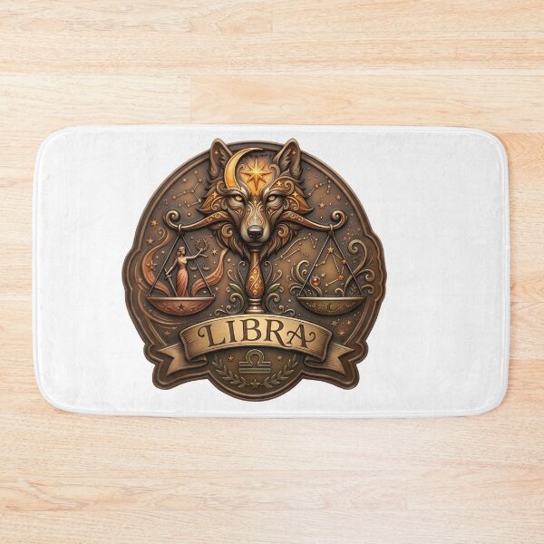 Item preview, Libra Bronze Wolf Moon Scales Vintage Badge Zodiac Art designed and sold by Zodiac Celestial Art.