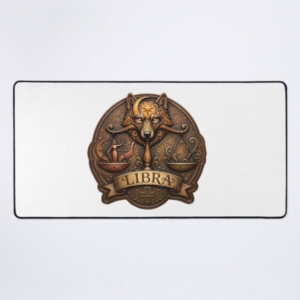 Item preview, Libra Bronze Wolf Moon Scales Vintage Badge Zodiac Art designed and sold by Zodiac Celestial Art.