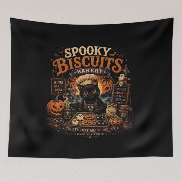 Item preview, Spooky Biscuits Bakery T-Shirt – Funny Black Cat Halloween Shirt, Cute Pumpkin Baking Tee, Witchy Cat Graphic Shirt designed and sold by Artimax-Studio.