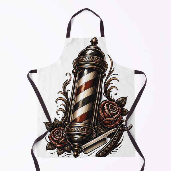 Item preview, Vintage Barber Pole and Straight Razor Tattoo Design designed and sold by Barber MD Culture.
