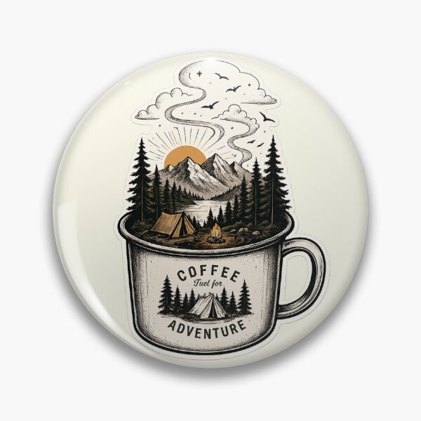 Item preview, Vintage Camping Coffee Adventure Mountain Enamel Mug Design designed and sold by noor-store21.
