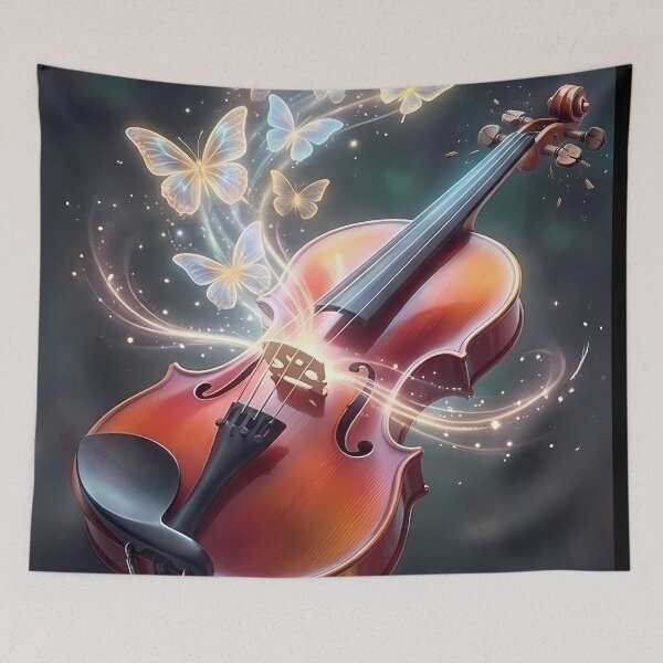 Item preview, Magical Violin & Butterflies – Melody of Imagination  designed and sold by Art-Arcade6.