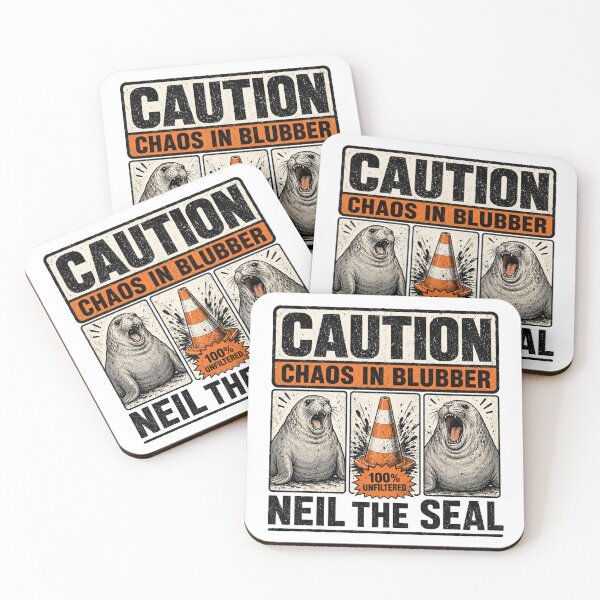 Item preview, Neil the Seal Funny Seal Chaos in Blubber Warning Sign designed and sold by OndaLifeCo.