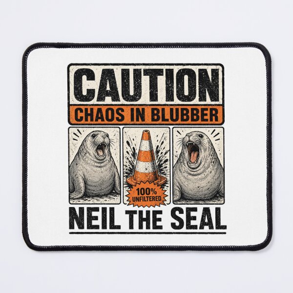 Item preview, Neil the Seal Funny Seal Chaos in Blubber Warning Sign designed and sold by OndaLifeCo.