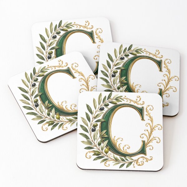 Item preview, Elegant Letter C Monogram with Olive Branches & Gold Botanical Design | Luxury Green Floral Initial designed and sold by MoodLay.
