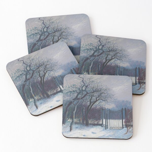 Item preview, Dark Academia Winter Landscape Wall Art | Monet Inspired Moody Snow Impressionist Painting designed and sold by Tamas Das.