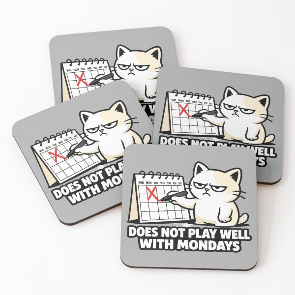 Item preview, Funny Monday Cat Sticker | Does Not Play Well With Mondays designed and sold by Moonveil_Studio.