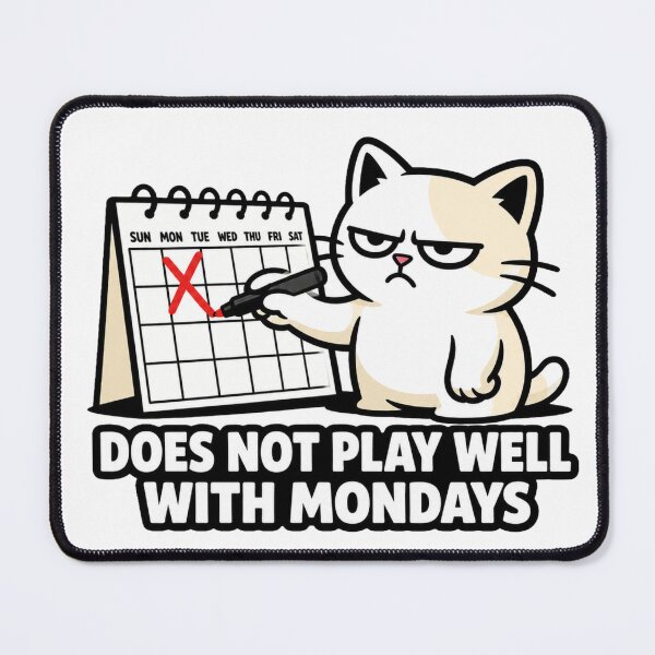 Item preview, Funny Monday Cat Sticker | Does Not Play Well With Mondays designed and sold by Moonveil_Studio.