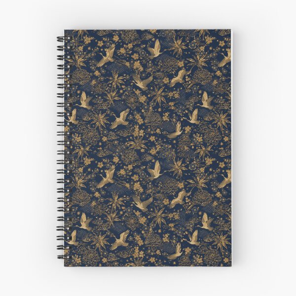 Item preview, Japanese Gold Crane Floral Pattern designed and sold by PatternFranzy.