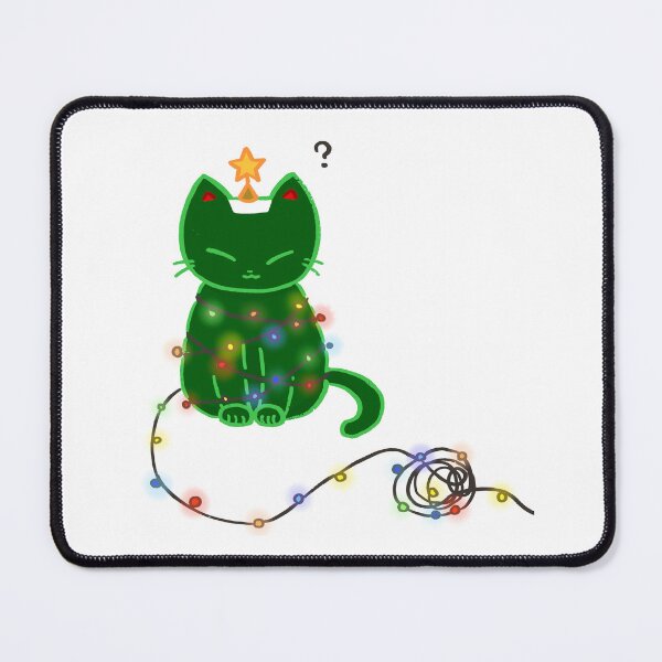 Item preview, Funny Kawaii Christmas Tree Lights Cat designed and sold by Sleepy-Town.