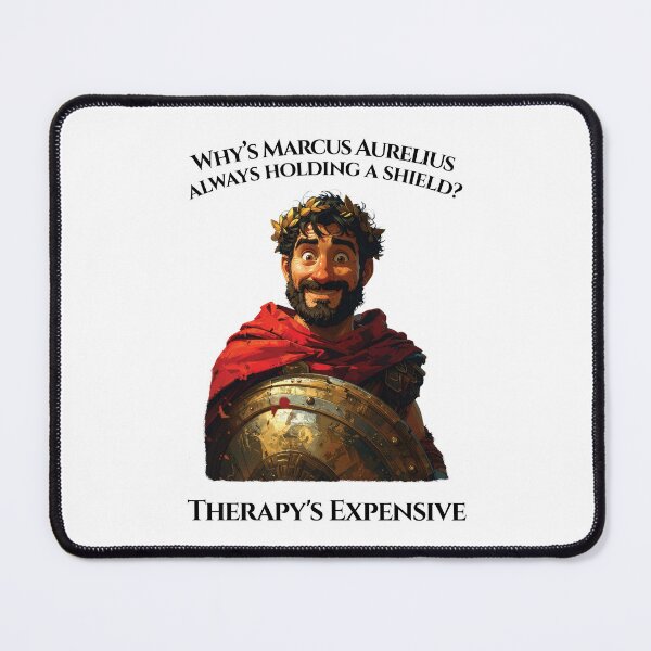 Item preview, Why’s Marcus Aurelius always holding a shield? | Stoic Core Humorous Philosophy Design - Black Version designed and sold by Stoic Core.