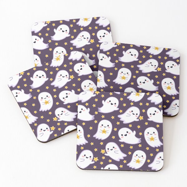 Item preview, Cute Kawaii Ghost & Stars Seamless Pattern | Adorable Halloween Ghosts on Purple Background designed and sold by romyca creation_22.