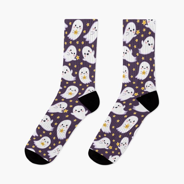 Item preview, Cute Kawaii Ghost & Stars Seamless Pattern | Adorable Halloween Ghosts on Purple Background designed and sold by romyca creation_22.