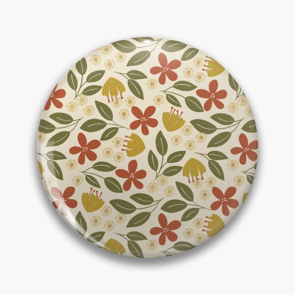 Item preview, Folk Floral Pattern in Rust, Mustard and Olive | Autumn Botanical Print designed and sold by MizzleInk.