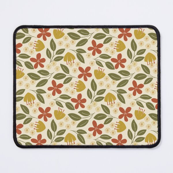 Item preview, Folk Floral Pattern in Rust, Mustard and Olive | Autumn Botanical Print designed and sold by MizzleInk.