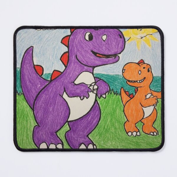 Item preview, Cute Purple and Orange Dinosaurs Drawing designed and sold by RetroGalaxies.