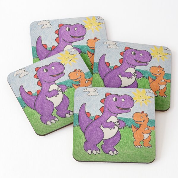 Item preview, Cute Purple and Orange Dinosaurs Drawing designed and sold by RetroGalaxies.