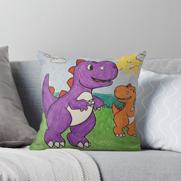 Item preview, Cute Purple and Orange Dinosaurs Drawing designed and sold by RetroGalaxies.