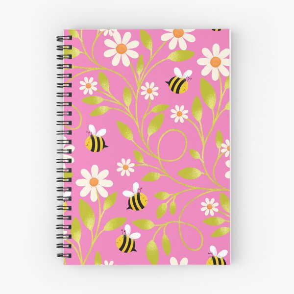 Item preview, Daisy and Bee Pattern on Bubblegum Pink | Cute Trailing Floral Print designed and sold by MizzleInk.