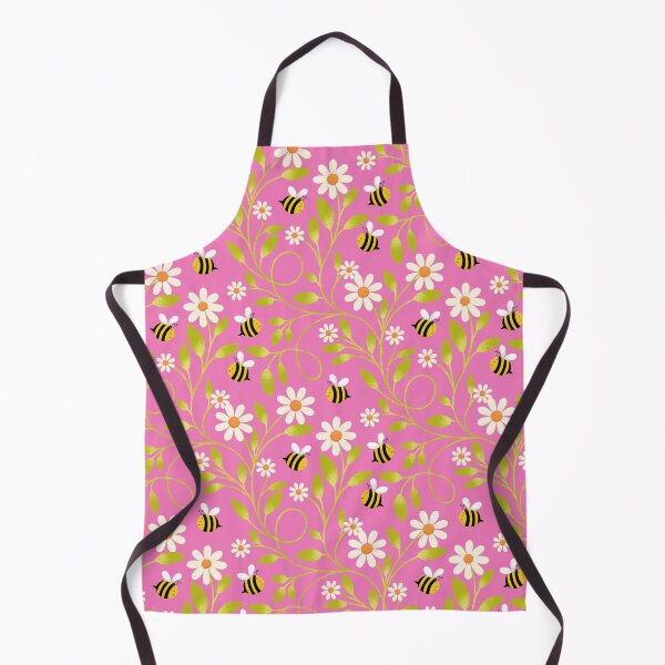 Item preview, Daisy and Bee Pattern on Bubblegum Pink | Cute Trailing Floral Print designed and sold by MizzleInk.