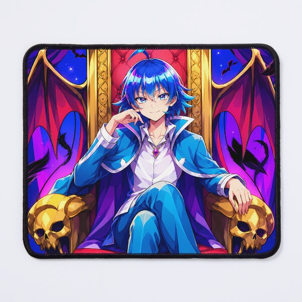 Item preview, Blue Haired Demon Prince Throne Gothic Anime Vampire Lord Fantasy Art designed and sold by MugenAnime.