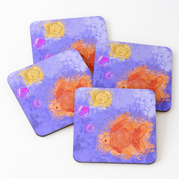 Item preview, Abstract Watercolor Goldfish and Pufferfish designed and sold by StudioGothics.