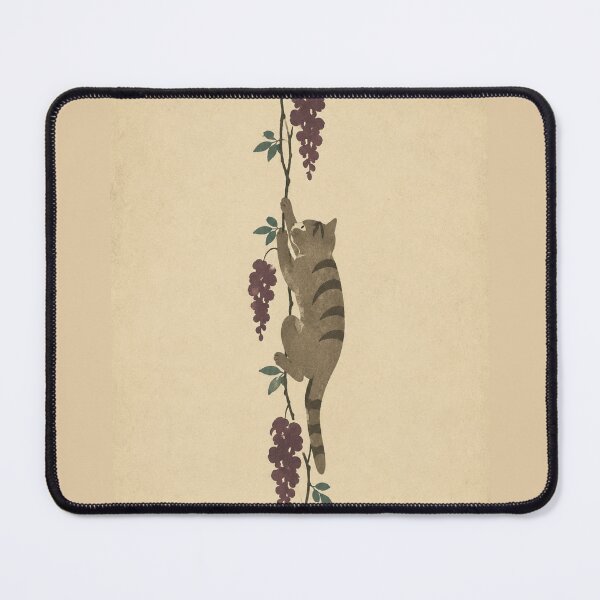 Item preview, Cat Climbing Wisteria Vine – Minimalist Japanese Woodblock Style | Edo Cats No. 19 designed and sold by Planthem.