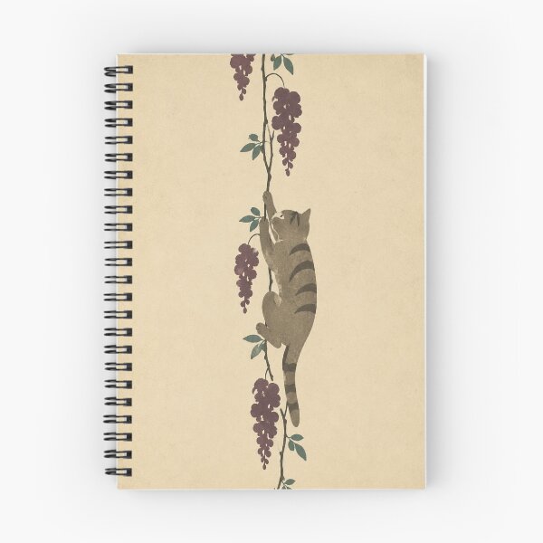 Item preview, Cat Climbing Wisteria Vine – Minimalist Japanese Woodblock Style | Edo Cats No. 19 designed and sold by Planthem.