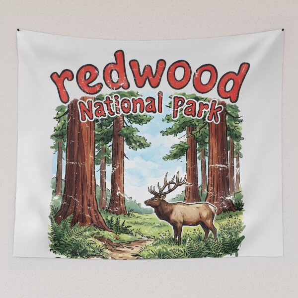 Item preview, Redwood National Park California Cute Wildlife Landscape  designed and sold by HowToCanadian.