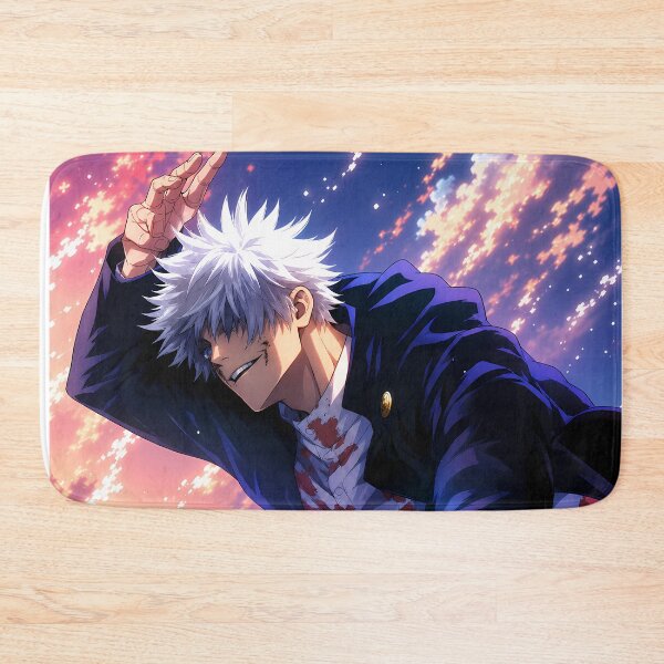 Item preview, White Haired Sorcerer Battle Pose Anime Sunset Sky Sparkle Art Print designed and sold by MugenAnime.