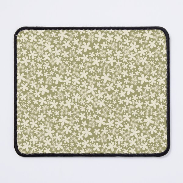 Item preview, Ditsy Daisy Pattern in Olive Green and Cream | Vintage Floral Print designed and sold by MizzleInk.