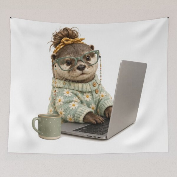 Item preview, otter with his laptop designed and sold by Snurly.