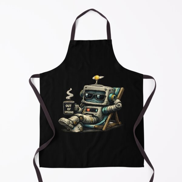 Item preview, Funny Grumpy Robot Out Of Spoons designed and sold by RustyBot.