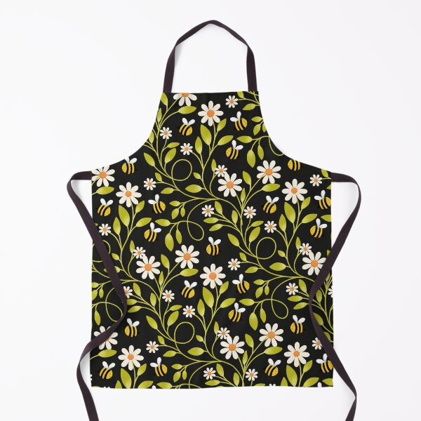 Item preview, Daisy and Bee Pattern on Black | Cute Trailing Floral Print designed and sold by MizzleInk.
